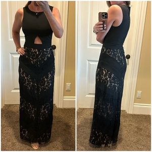 Fame and Partners The Spring Black Nude Cut Out Formal Dress Gala Gown Size 2 XS